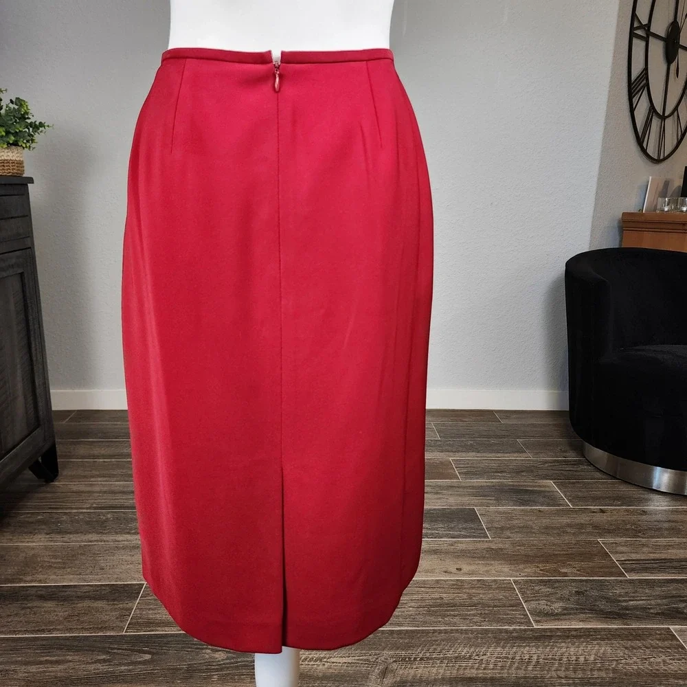 Kasper ASL 2pc Blazer + Skirt Suit Set Womens 10P Red Business Career Officecore